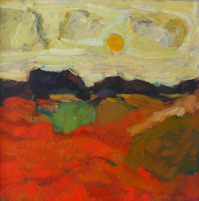 Zomers landschap, 40 x 40 cm, olieverf, 2018