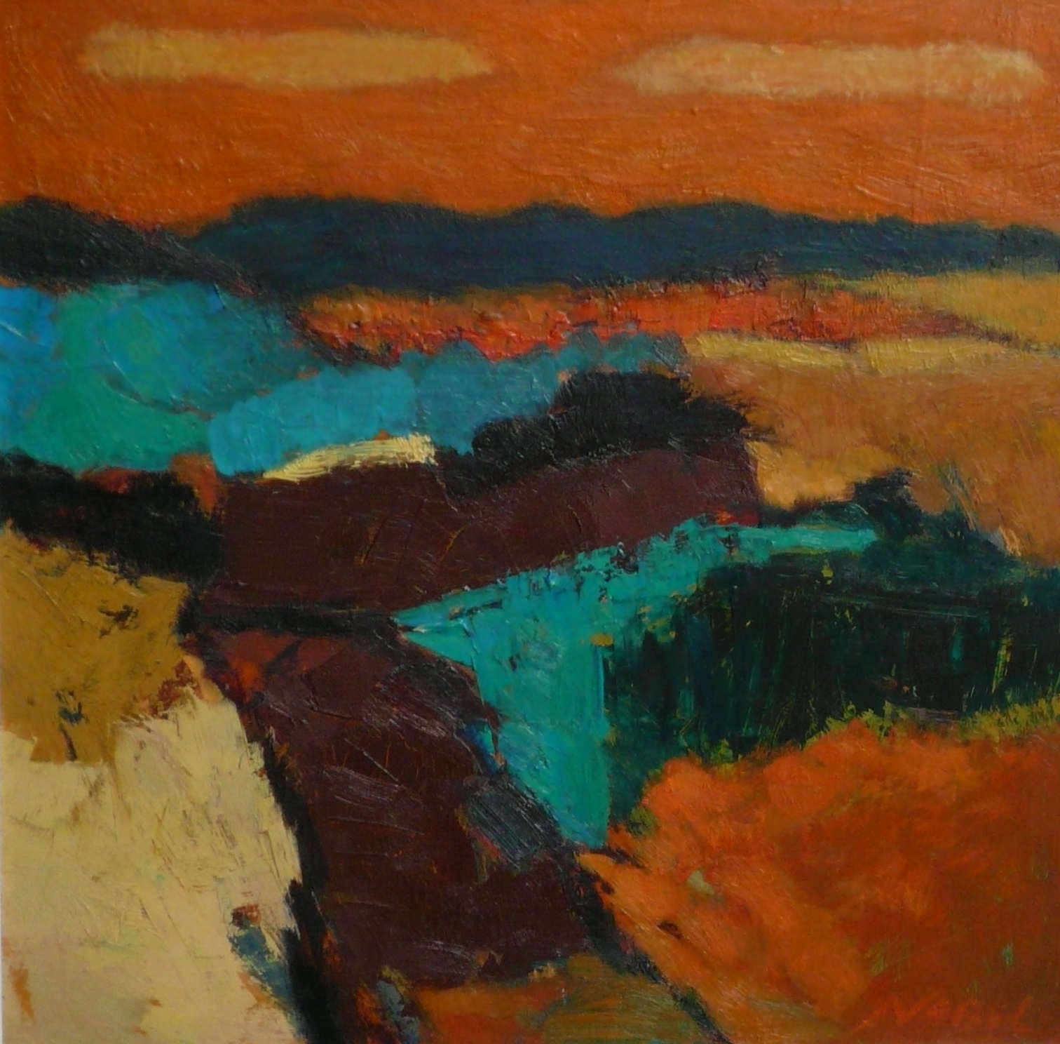 Landschap, 35x35cm, olieverf, 2024