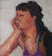 T, 26 x 27 cm, olieverf, 2021