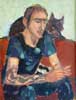 Tijmen met poes, 50 x 65 cm, olieverf, 2016