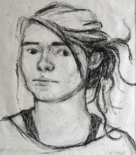 Portret D, 41 x 47 cm, zwart krijt, 2017